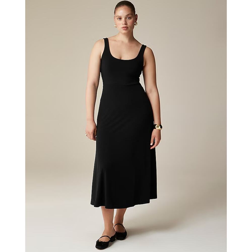 NWOT J.Crew Scoopneck A-line Midi Dress In Matte Jersey Black Size XS